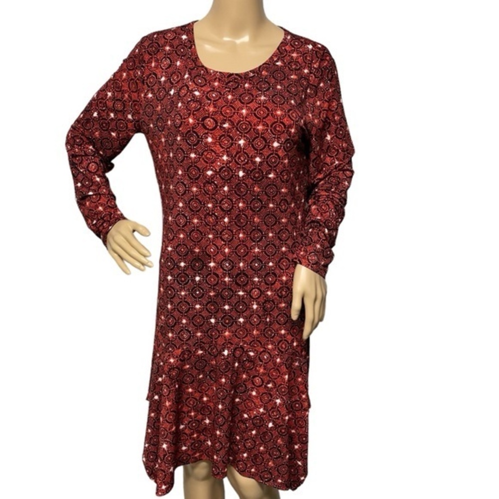 Michael Kors Women’s Grenadine L Geometric Long Sleeve Midi Dress NWT